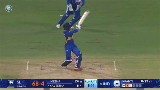 IND-W vs SL-W 2025, 3rd T20I: Kavisha Dilhari Six