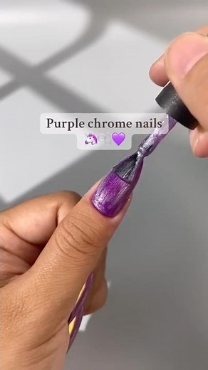 DIY Purple Chrome Gel Nails at Home 💜 | Easy Nail Art Tutorial