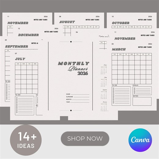 Monthly Digital Planner :editable Monthlyplanner Template, Planners Sticker, Planner, Instant Download - Etsy