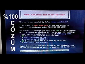 Legacy Boot Of UEFI Mod Only Hatası ve Çözümü