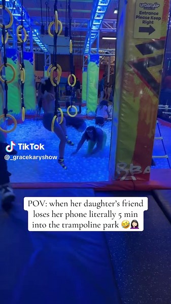 Trampoline Park Phone Mishap with Bestie