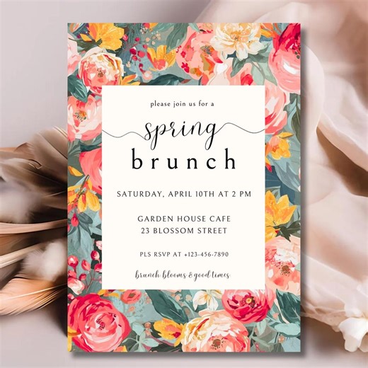 Spring Brunch Invitation | Floral Brunch Invite | Editable Garden Brunch | Printable Spring Party Template - Etsy