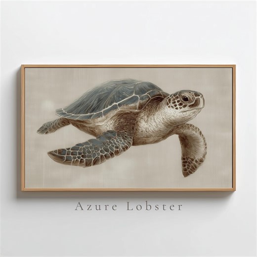 Watercolor Sea Turtle Frame TV Art, Nautical Sketch, Ocean Seascape, Beach House Decor, Summer Frame TV Art, Digital Download 92 - Etsy