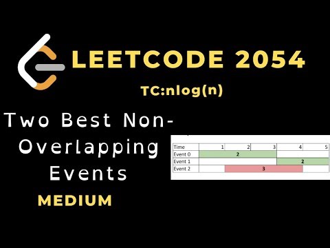 Two Best Non-Overlapping Events | Leetcode 2054 | Video Solution | C++