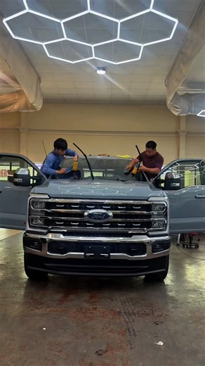 Ceramic tint installation on F250 Lariat. #automobile #autodetailing