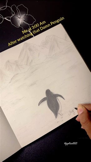 Viral penguin video 📈 🐧 | Penguin drawing❤️|#shorts#trending#viral#penguin#art#mountains#trend#yt