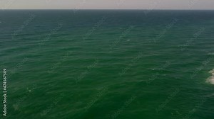 Panoraming from the sky the Mediterranean sea direction above beach of Ashkelon