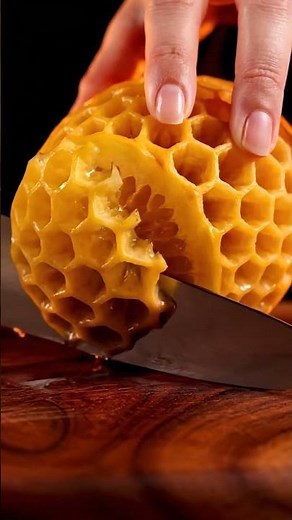 ASMR Lemon Crackle: Slicing Honeycomb Encased Fruit (Macro Reveal)