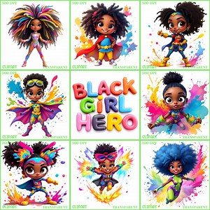 Black Girl Superhero Clipart: Diverse Hero Art Bundle (digital Download) - Etsy