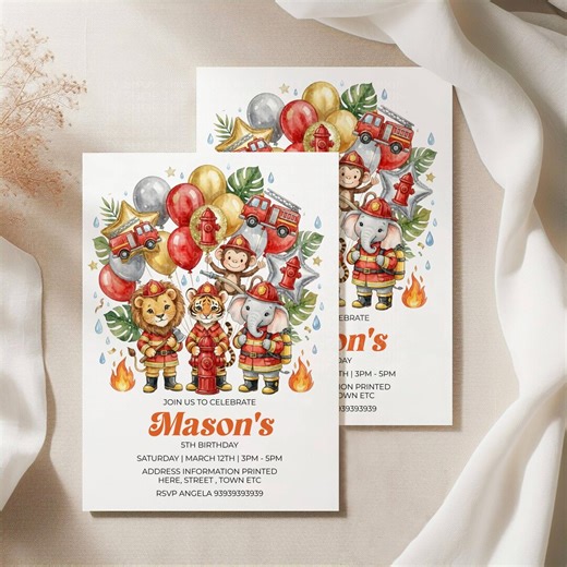 Fireman Officer Birthday Party Invitation Printable Template, Fire Station Phone Invite Editable (digital Download) - Etsy