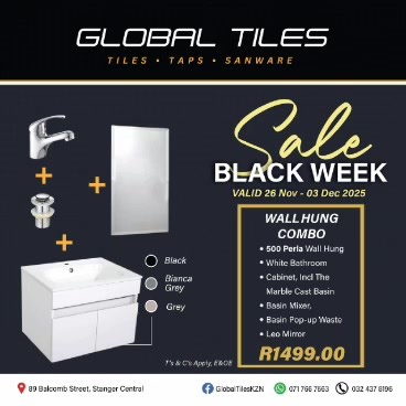 Welcome to GLOBAL TILES KZN your leading tile specialist located in Stanger, KwaZulu-Natal! *GLOBAL TILES* https://wa.me/message/6F5U5OQJYJFHJ1 ☎️032 437 8196 🛣️89 Balcomb Street, Stanger https://maps.app.goo.gl/Hhib8Pm2UPhfmAY68?g_st=iw | AdzVantage Stanger