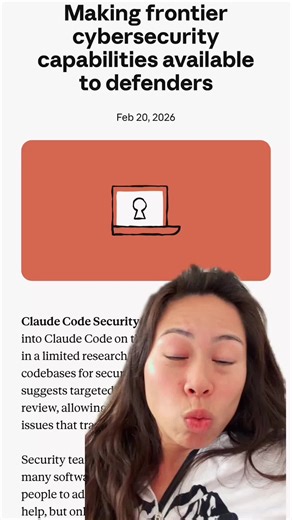 Claude Code Security finds bugs human experts missed for decades. Anthropic dropped a new feature for vibe coders. It scans your code the way a security researcher would. They've already found 500 vulnerabilities in production open source projects. These went undetected for years. You don't need a security team anymore. You need Claude Code. What's the biggest security mistake you've made while vibe coding? Tell me below. #ai #chatgpt #coding #programming #aitools