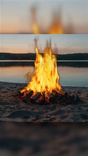 Beach Bonfire at Sunset – Relaxing Waves & Warm Fire Ambience 🌊🔥🌅