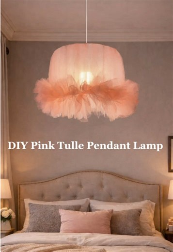 Create a Soft Pink Tulle Pendant Lamp for Your Bedroom