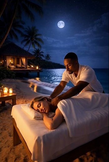 Full Moon Beach Massage | Relaxing Ocean Sounds for Sleep & Stress Relief