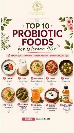 Top 10 Probiotic Foods for Women 40+ | Gut Health, Clear Skin & Hormone Balance #shorts #skincare