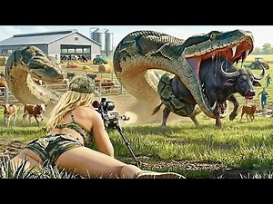 Hunters chased down a giant python that attacked livestock on a farm with accurate shots
