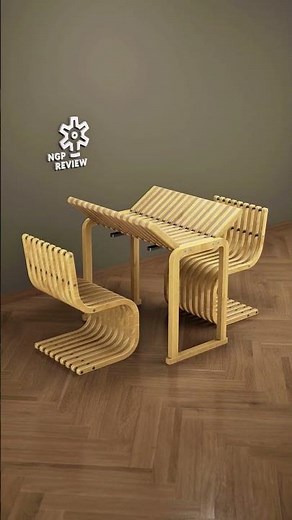 DIY Concept. Interlocking Chair Design. Folding Table & Space-Saving Seating