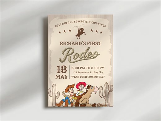 First Rodeo Birthday Invitation | Wild West Cowboy Party (digital Download) - Etsy