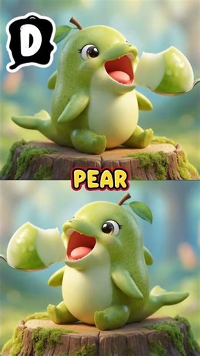 A B C D Alligator Bear Cobra Dolphin Apple Banana Blueberry Pear | Kids Eat Fruit Song 🍎🍌🍐