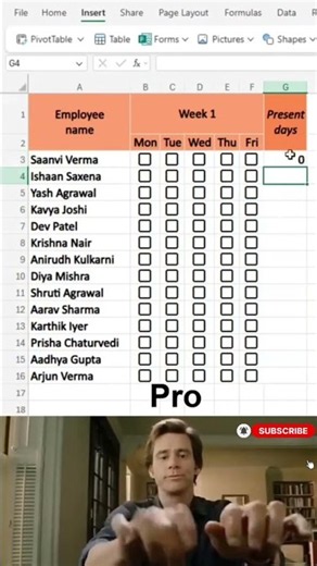 Excel Checkbox Attendance Tracker 🤯🔥 Build It in Seconds! | Excel PRO Trick