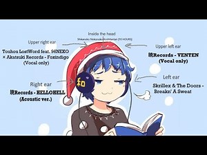 Left Ear Skrillex - Breakn' a sweat, Right Ear 暁Records HELLOHELL (Acoustic ver.) EXTENDED