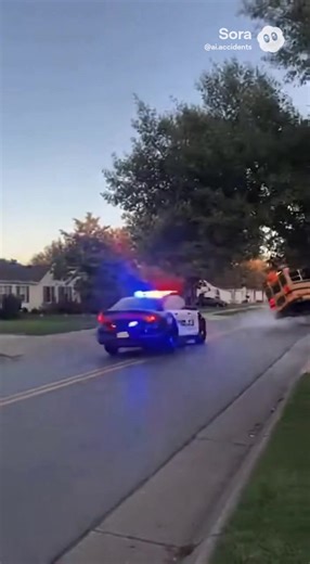Crook steals school bus and flees from the cops!⚠️ #school #police #fyp #trending #crash