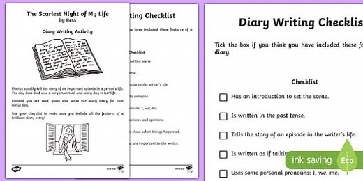The Scariest Night of My Life by Bess The Highwayman Diary Writing Checklist Activity