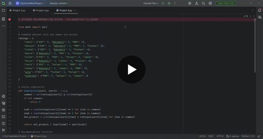 #python #datascience #machinelearning #recommendationsystem #collaborativefiltering #ai #dataanalytics #projectshowcase | Pragna Munagapati