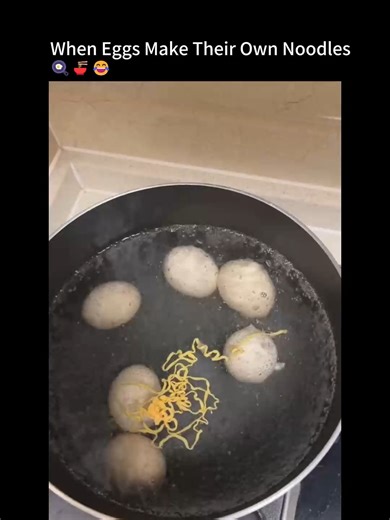 lingting on Instagram: "Who knew eggs could be so talented? While boiling in the pot, one ambitious egg decided to level up—it cracked open and elegantly spun its own egg white into perfect noodle strands! 🥚✨ Forget cracking eggs into flour; this egg just skipped straight to the final product. Self-sufficient, efficient, and deliciously creative. Sometimes the best recipes write themselves. Literally. The other eggs are just boiling… but this egg? It’s serving art, flavor, and a full-on culinar