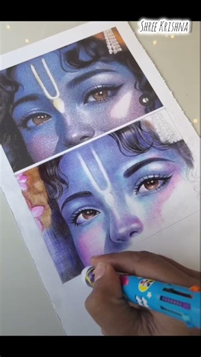 shree Krishna face painting 🎨/ colour pencil drawing step by step/ #lordkrishna #art #shorts