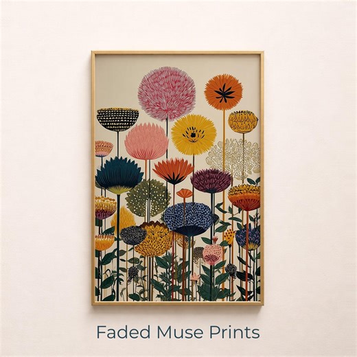 Mid-century Modern Floral Print, Retro Botanical Graphic Wall Art (digital Download) 666 - Etsy