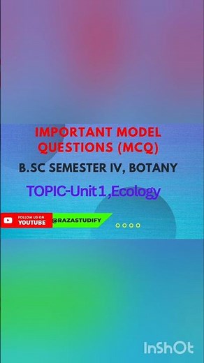 Important Model Question (MCQs) B.Sc Semester IV l, Botany, Topic Unit 1 Ecology