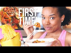 FIRST TIME Making and Tasting Spaghetti Squash + RECIPE!