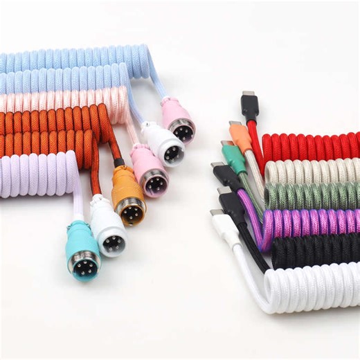 Custom Coiled USB C Cable USB C to Type C Keyboard Cable Coiled Cables for Gaming Keyboard