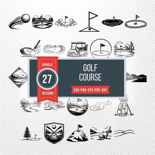 Golf Course SVG Bundle | 27 Vector Clipart PNG PDF Eps Dxf | Silhouette Illustrations - Etsy