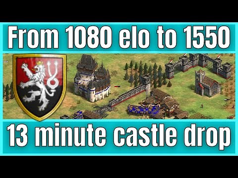How to GAIN 450+ Elo!! AOE2 Bohemian Build Order Fast Castle Drop into Hussite Wagon on Arena