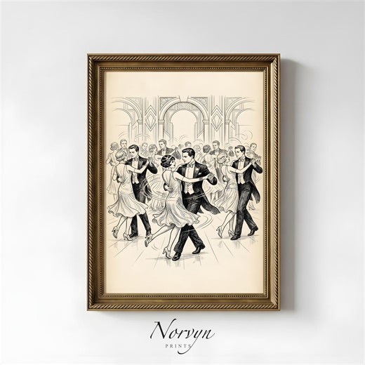 Art Deco Dance Wall Art Printable, 1920s Ballroom Couple Illustration, Vintage Roaring Twenties Poster - Etsy