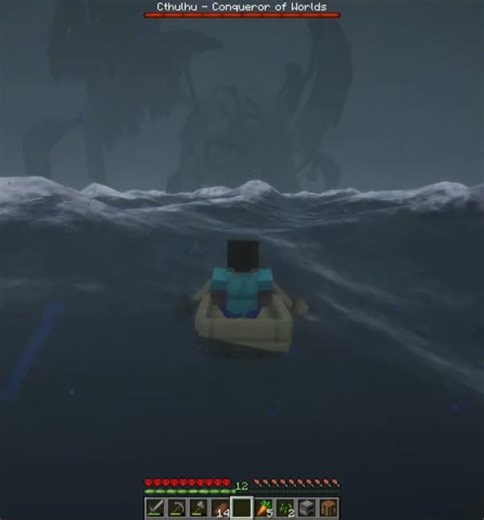 I'm sailing across the ocean... and this appears on the horizon in Minecraft...