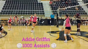 Tuesday evening, Ripley High School Volleyball setter Addie Griffin helped the Lady Tigers to a 3-1 (25-22, 25-22, 21-25 and 25-19) Region 1-4A victory over Amory. She also helped herself to a memorable milestone...The junior got her 1,000 assists in the opening set against. Griffin entered the match with 989 total assists. It didn't take her long to collect the 11 she needed to hit the mark... Midway through the first set, Griffin assisted on this Lola Ward kill. Ripley took the lead for good a