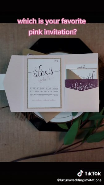 What colors are you using? !#pinkpoll #pinkinvitation#invitationsuite#pink#bride2be❤️❤️ #bride2023#wedding2022❤️❤️#udecide#votetiktok#partyinvites