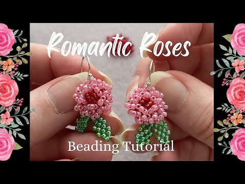 Romantic Roses beaded earrings tutorial | Valentines Day or wedding jewelry DIY
