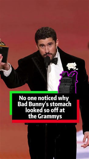No one noticed why Bad Bunny’s stomach looked so off at the Grammys—it’s hiding a jaw-dropping secret.#celebrity #entertainment #usa #badbunny #grammy
