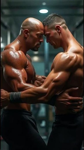 Very interesting workout between Dwayne Johnson and John Cena #shorts #workout #wwe