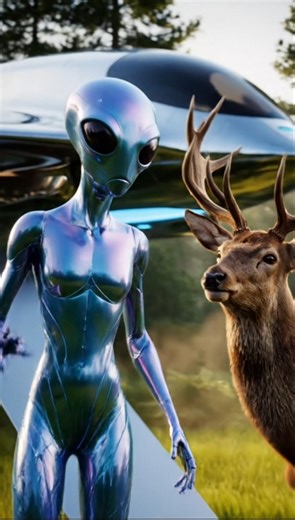 alien land on Earth and meet deer #alien #deer #viral