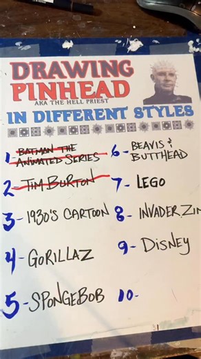 Lee Howard on Instagram: "Drawing Pinhead in Different Styles! Day 3: 1930s Cartoon! #pinhead #hellraiser #cuphead #drawing #horror"