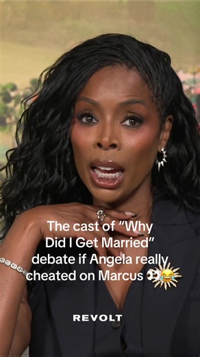 They’re STILL debating this one 😂👀 During an interview with the cast of #WhyDidIGetMarried,” they debated whether #Angela really cheated on #Marcus 😭🍿