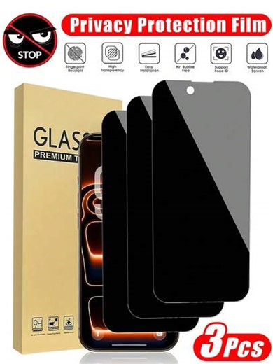 3pcs 9D Full Coverage Tempered Glass Screen Protector, Compatible With IPhone 17 Pro Max, 17 Air, 16 Pro Max, 15, 14 Plus, 13, 12, 11 Pro Max, X, XS MAX, XR, High Definition Clear, Anti-Scratch, Compatible With Phone Case, Anti-Oil Anti-Water, Premium Glass Protection, Smooth Surface, High Transmittance, Accessories | SHEIN
