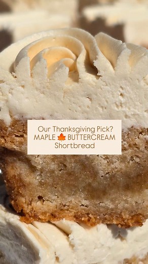 Calling all maple lovers! This shortbread is baked with maple sugar for a rich, full flavor that runs all the way through—soft, buttery, and crisp at the edges. On top, a lavish layer of maple buttercream made with pure maple syrup takes it to the next level, creating a maple experience that feels as special as it tastes. 🍁 Available in regular and gluten-free! Order now on our @Goldbelly Shop Page 🍁 P.S. Only 7 Shipping Days left until Thanksgiving ☆ ☆ ☆ ☆ #shortbreadsociety #mapleshortbread 