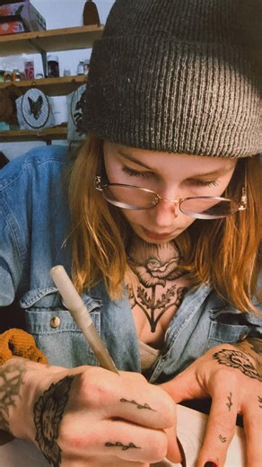 Jane Aline on Instagram: "I said last tattoos of the year, but I meant paid tattoos...over the next couple days I'll be spending my time doing one of three things; art, cuddles with my fur babies or laying in bed. Today, I did seven smallish tats on my lover. @bestdressedhobo His arm hurts, my hand hurts.. But, we definitely had fun. #tattoo #ink #atelieravantlaube"